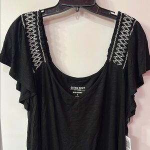 Torrid Black Flutter Sleeve Ruffled Blouse